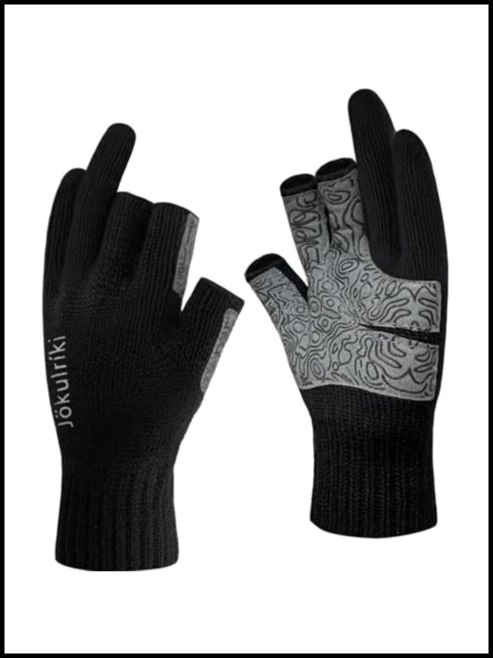 Merino Wool Fingerless Gloves 3-Cut Anti-Slip Palm Cold Weather Unisex